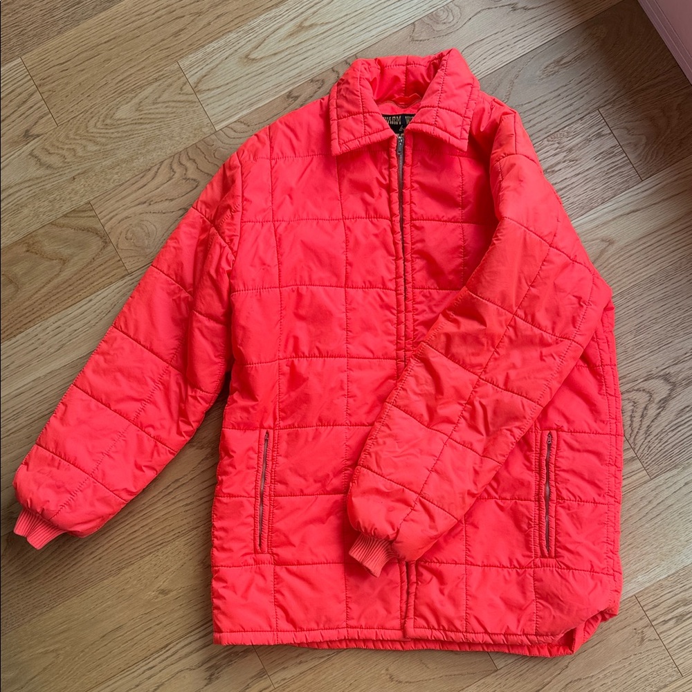 VINTAGE Nesco Quilted Puffer Jacket - Bright Coral/orange Unisex Size M